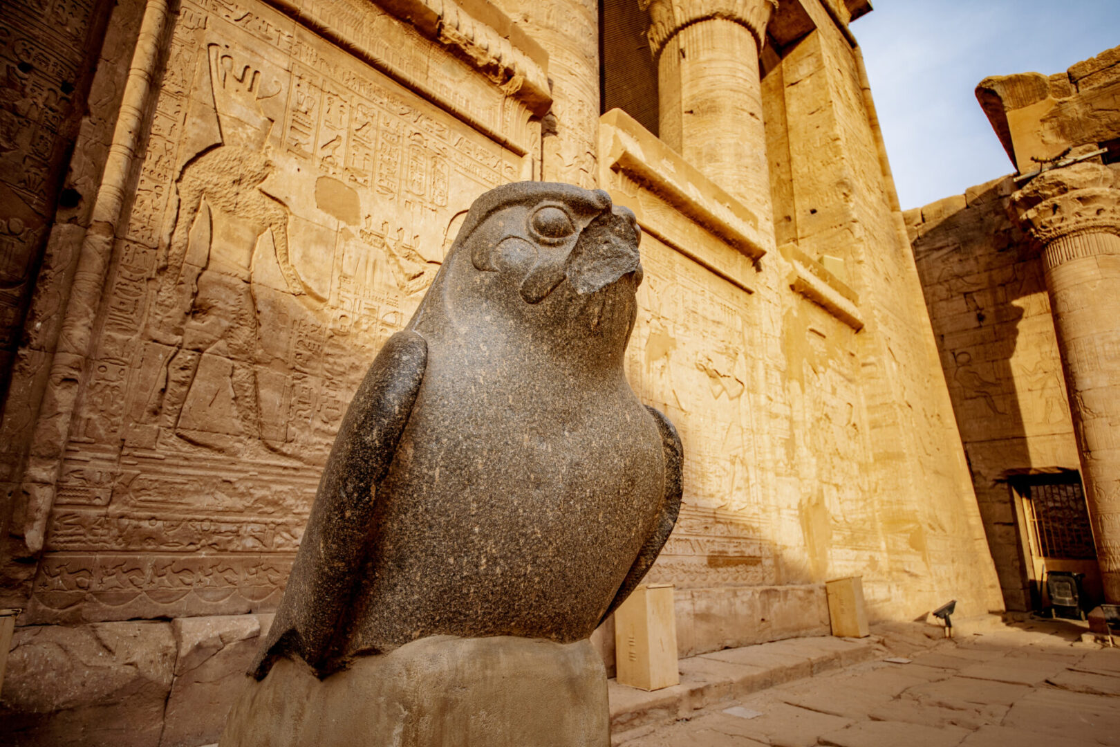 God Horus at the temple of Edfu in Egypt