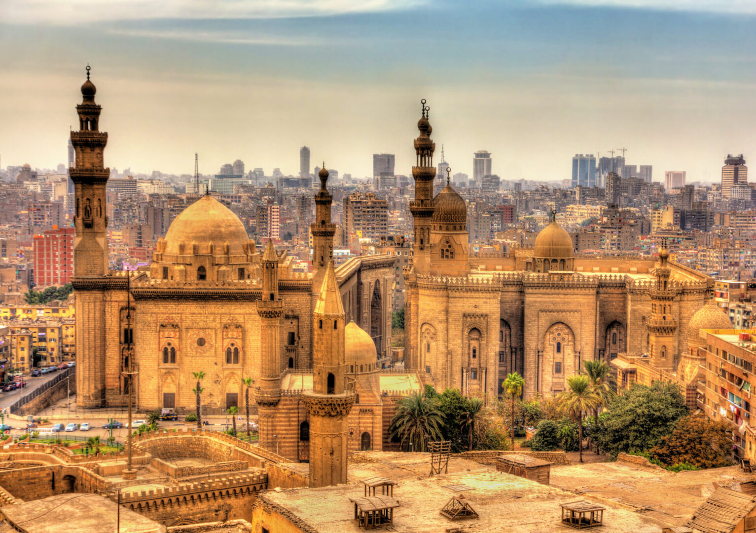 View of the Mosques of Sultan Hassan and Al-Rifai in Cairo - Egypt